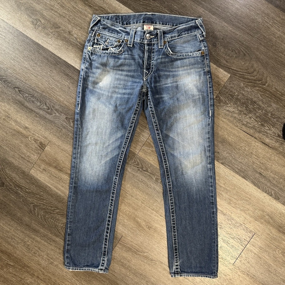 VTG True Religion Ricky Jeans 32 Flap Pockets Blue Medium Wash 100% cotton Y2K